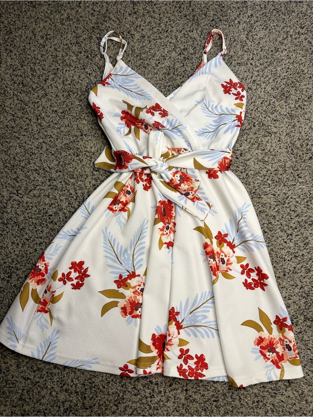 White Floral Tie-Waist Sundress